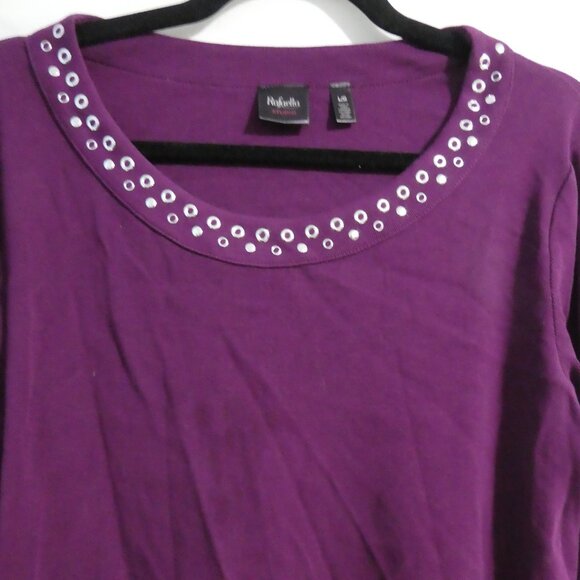 RAFAELLA STUDIO | large | Purple Long Sleeve Top | Scoop Neck - Picture 4 of 14